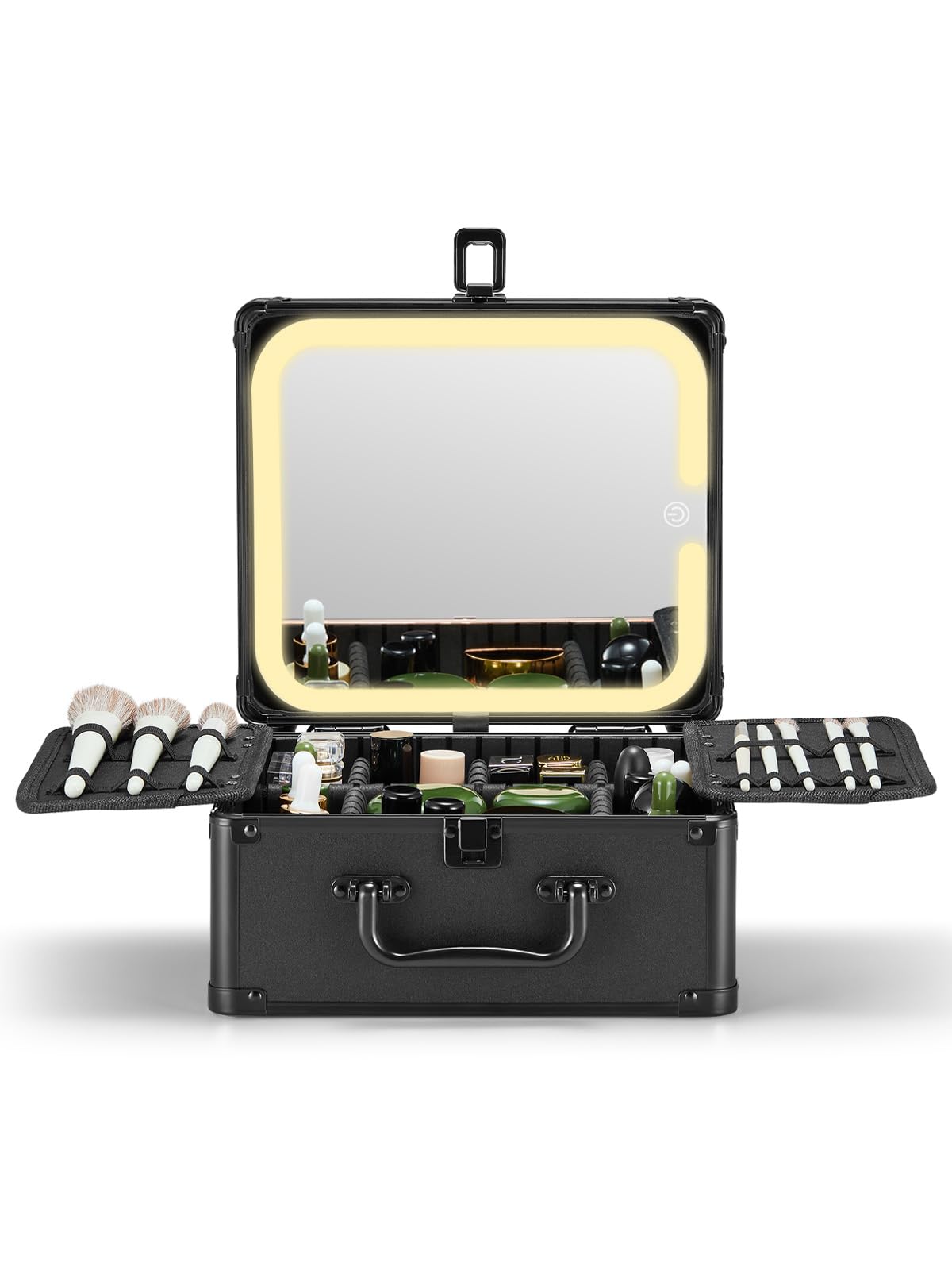 Qislee makeup box with detachable LED mirror for precise on-the-go makeup.