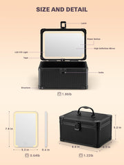 Qislee Makeup Box Mini detachable LED mirror, adjustable lighting for precise makeup.