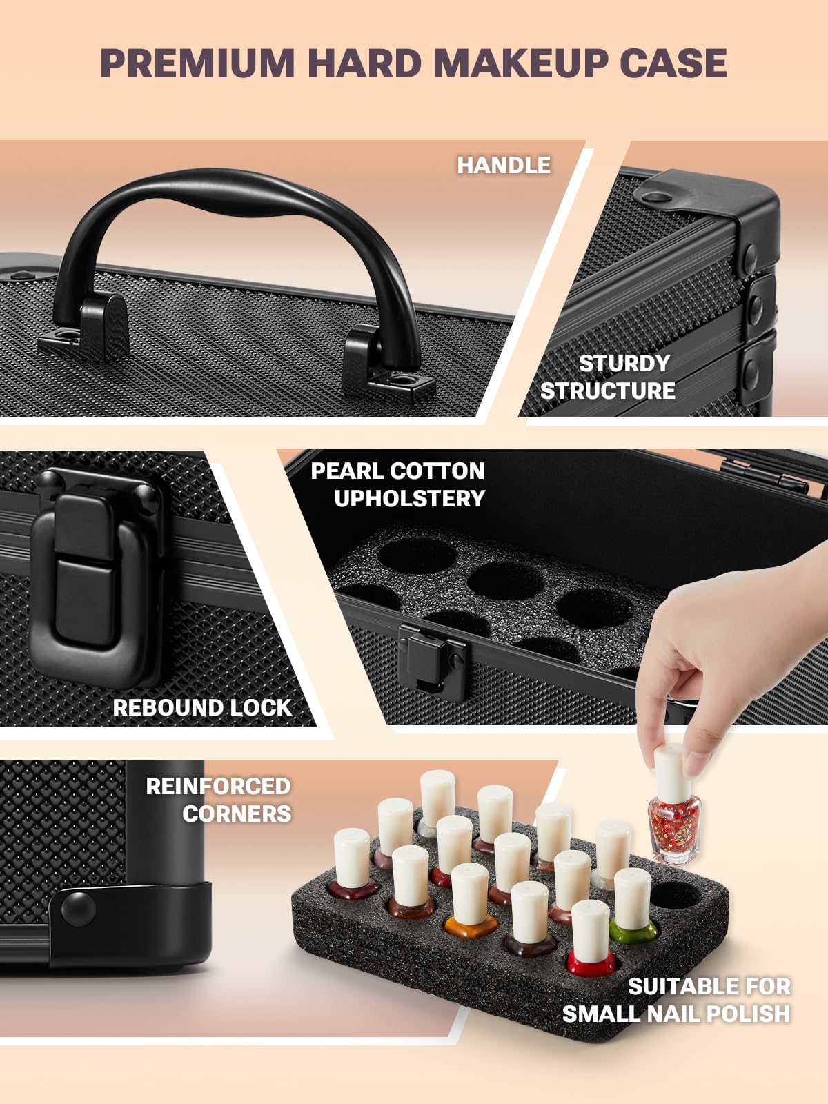 Qislee Makeup Box Mini waterproof exterior, protects cosmetics during travel.