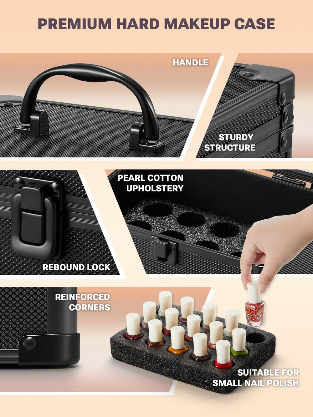 Qislee Makeup Box Mini waterproof exterior, protects cosmetics during travel.