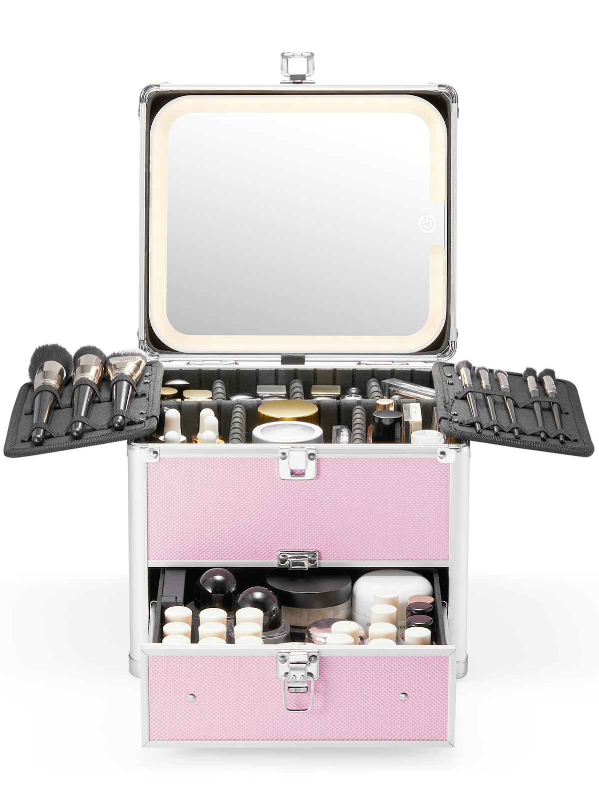 Qislee makeup box with detachable mirror for on-the-go touch-ups