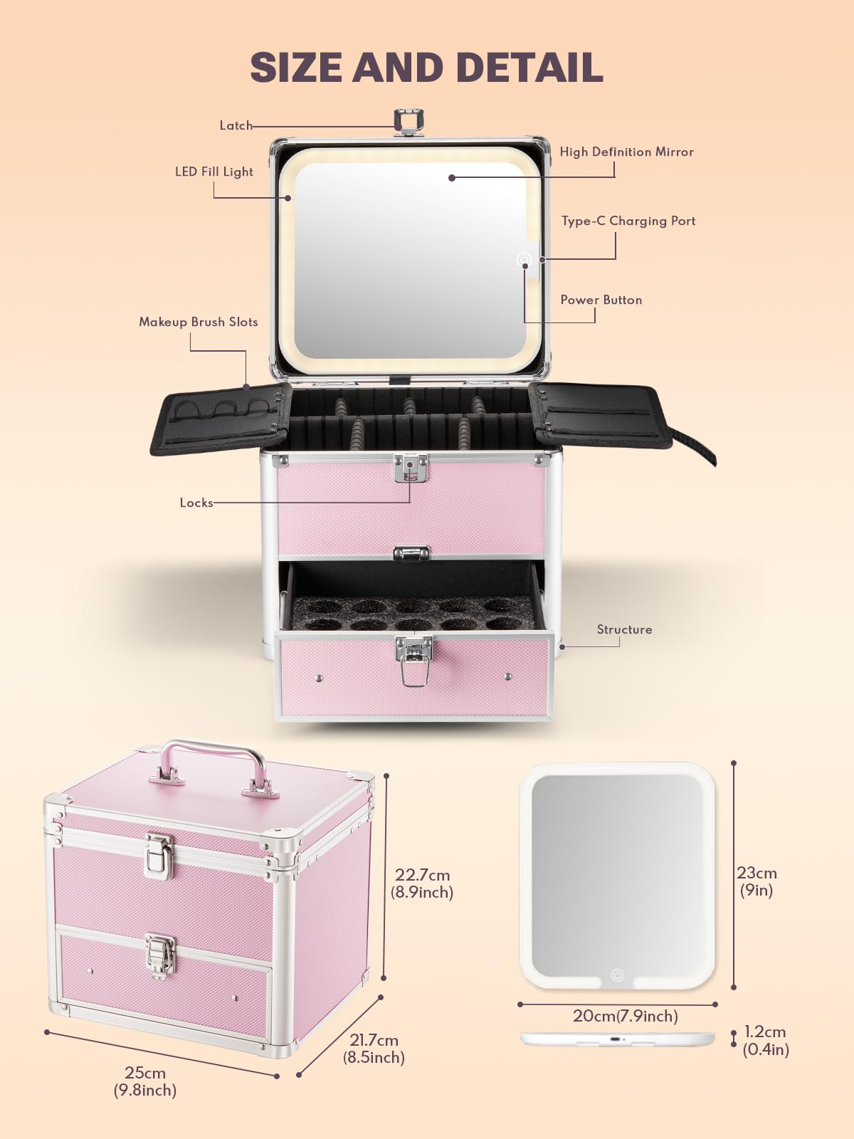 Qislee travel makeup case durable hard shell for professional on-location use