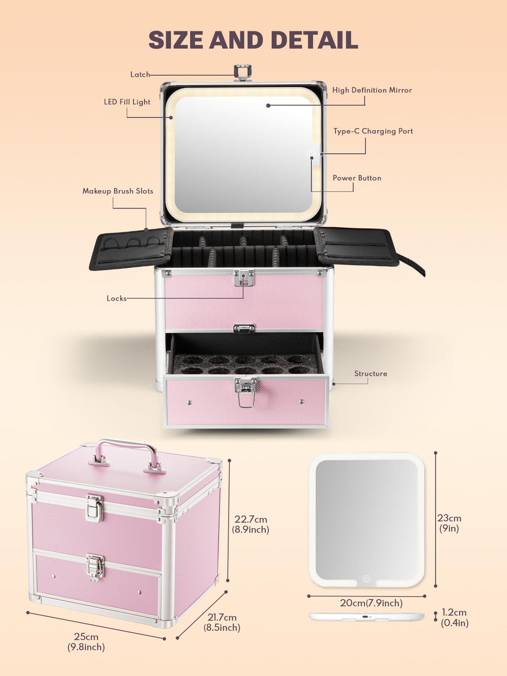 Qislee travel makeup case durable hard shell for professional on-location use