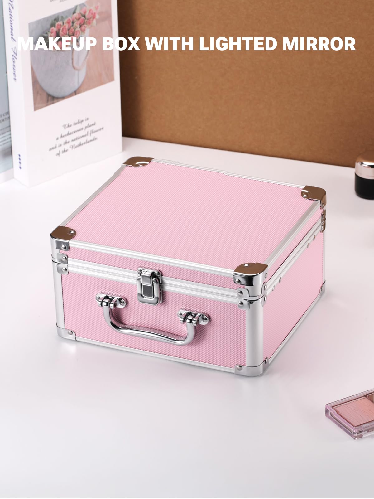 Qislee waterproof travel train case protects cosmetics during trips.