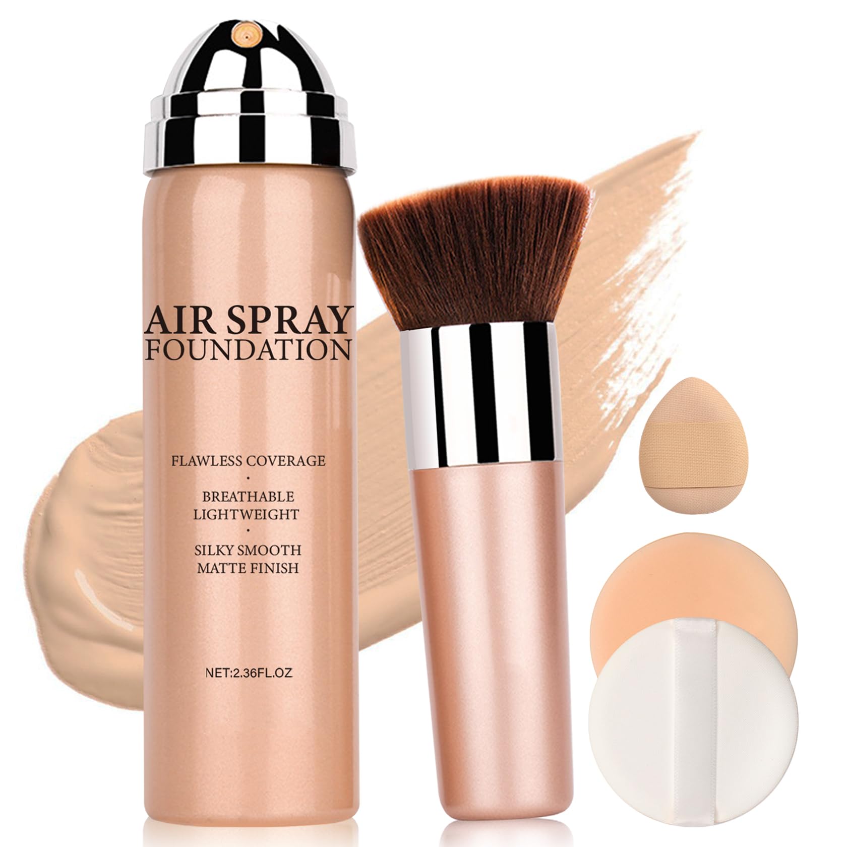 QIUFSSE airbrush foundation closeup beige for natural coverage