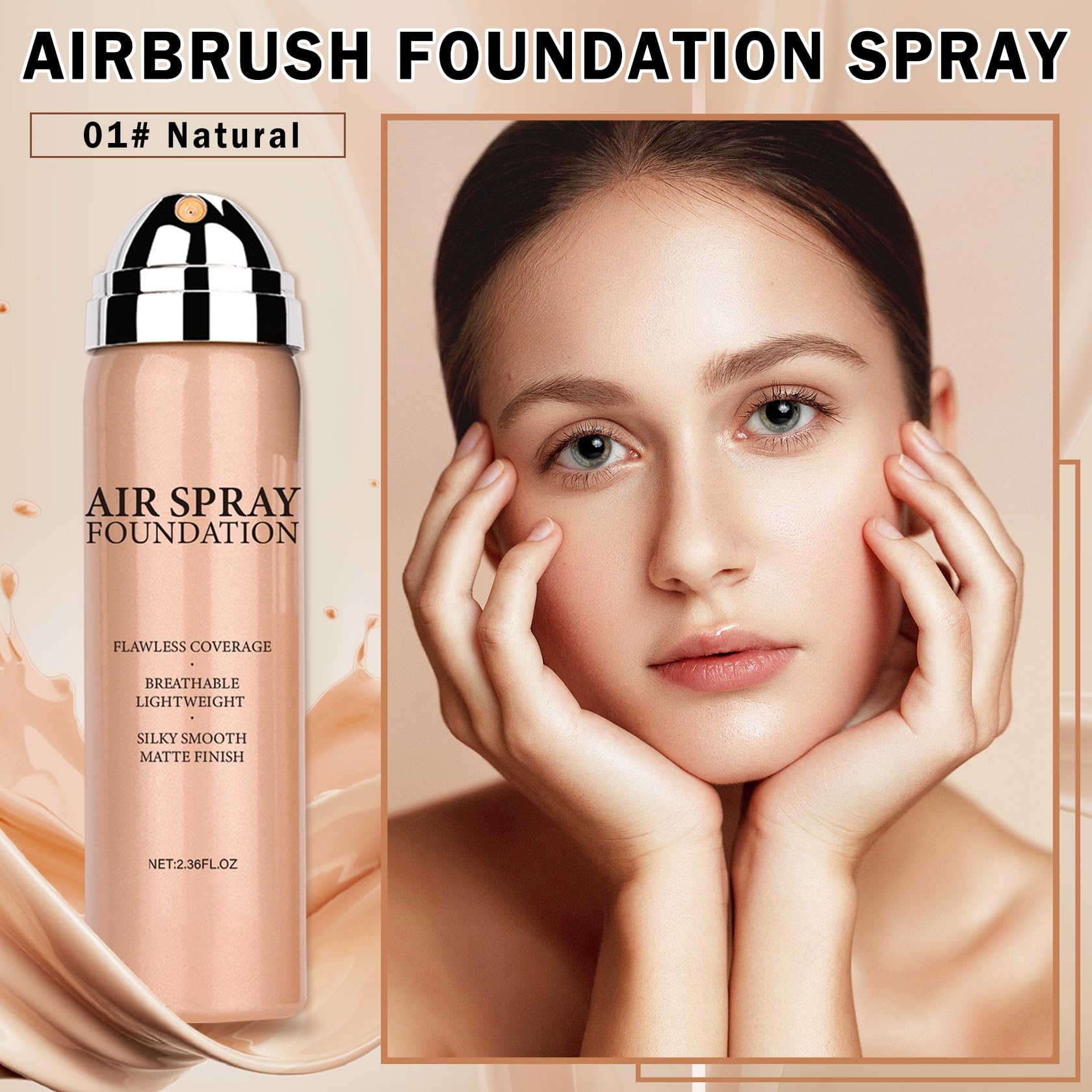 QIUFSSE airbrush foundation mature skin swatch illustrating smooth texture and even tone