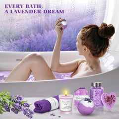 Qivatex bath gift set lavender bath bomb delivers fizzing relaxation for a spa-like soak.