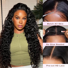 Qokyku 5x5 HD lace closure closeup highlights seamless part and secure wear