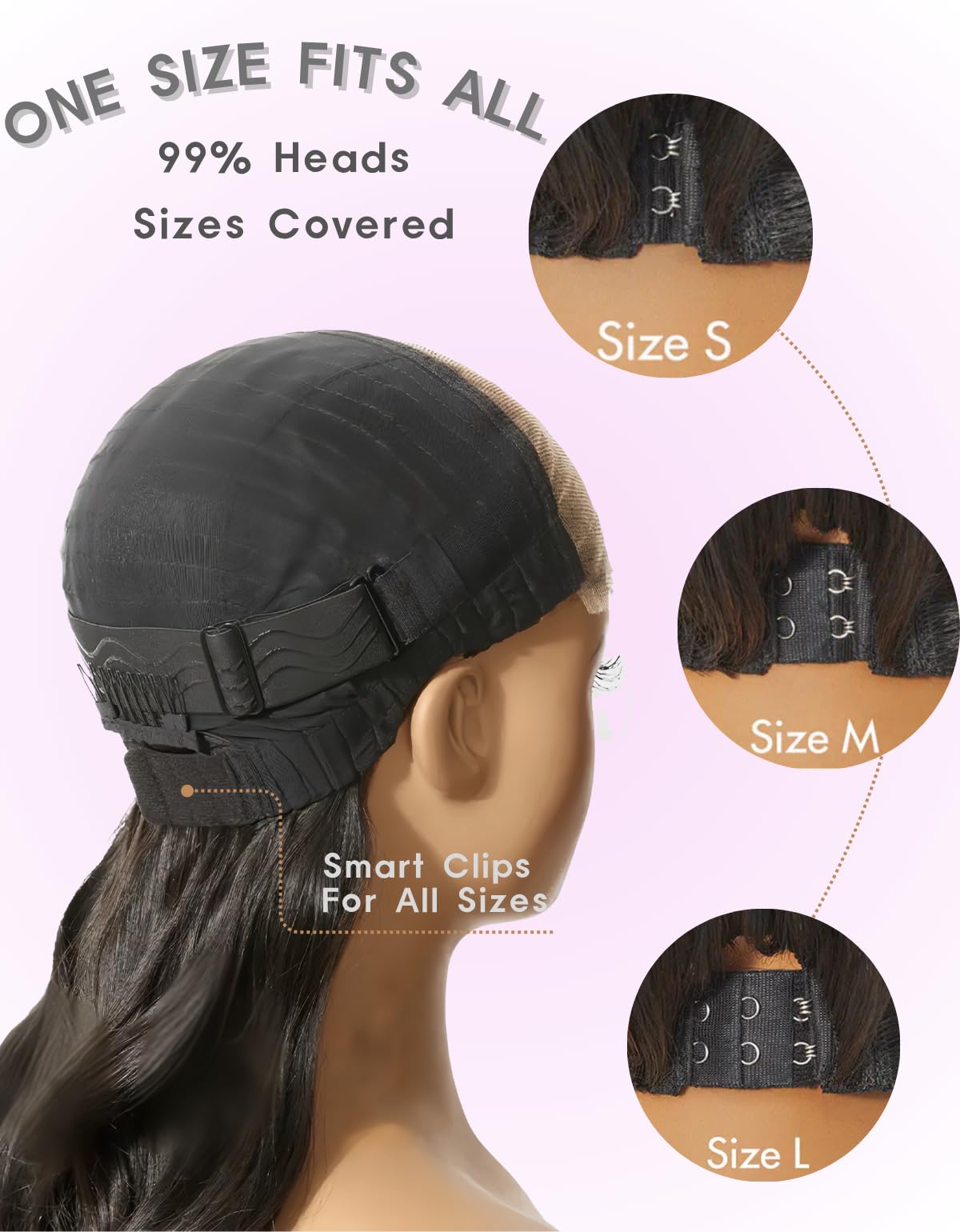 Qokyku wig-cap dome elastic breathable closeup shows comfortable all-day wear