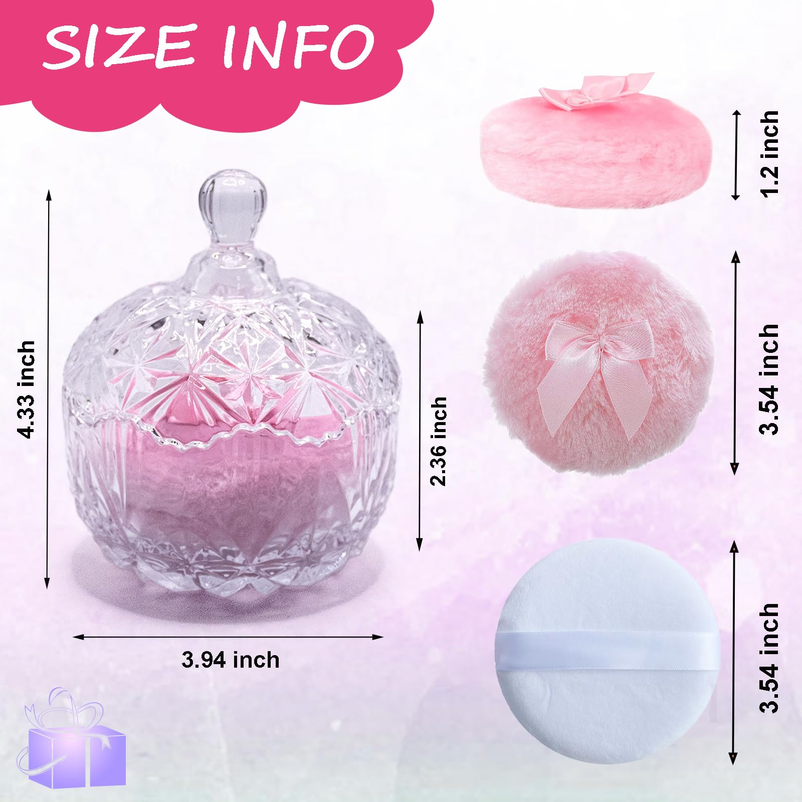 Qopoto crystal glass container holds powder puffs for organized prep