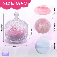 Qopoto crystal glass container holds powder puffs for organized prep