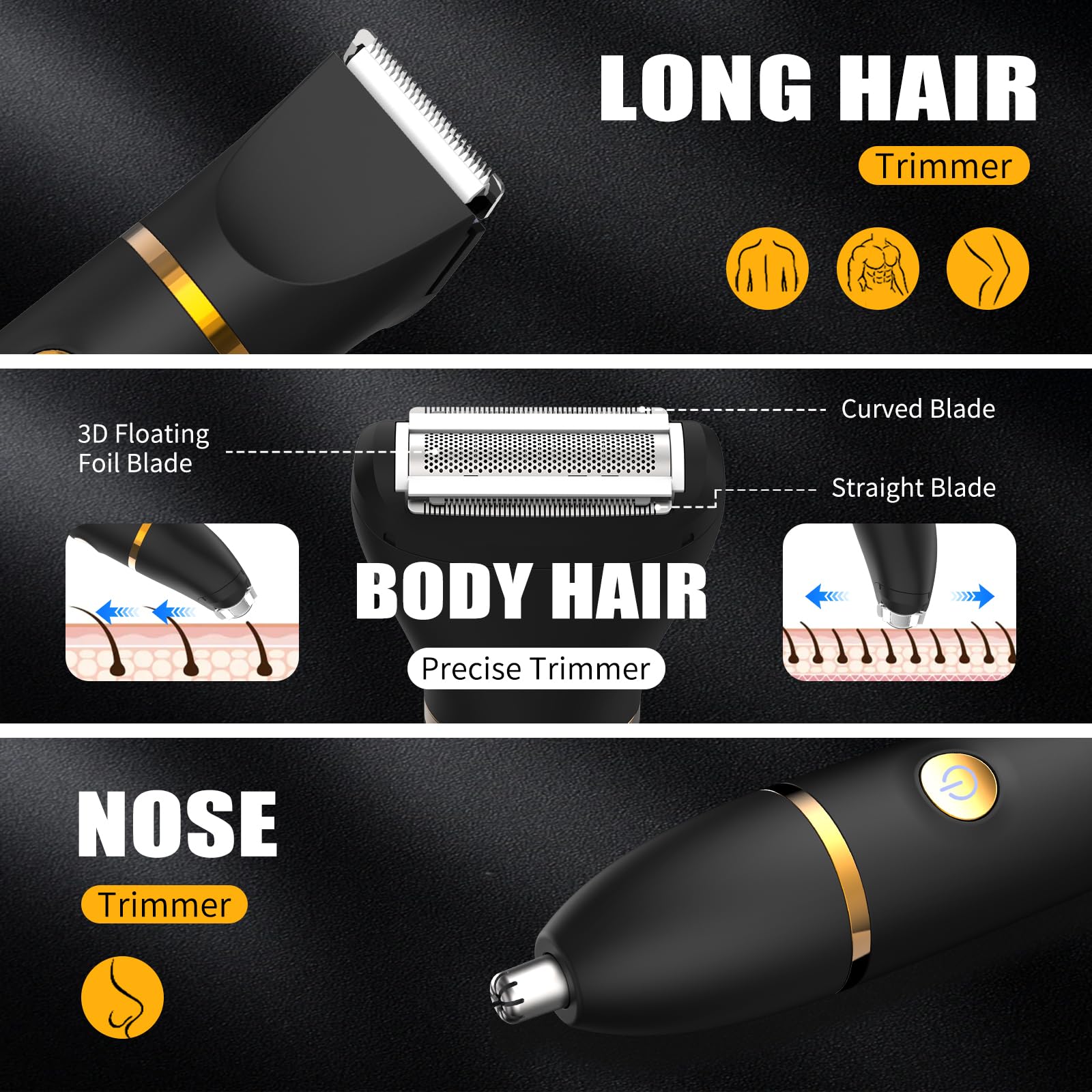 QREEYX Manscape Body Trimmer foil shaver head demonstrates smooth shaving with reduced irritation.
