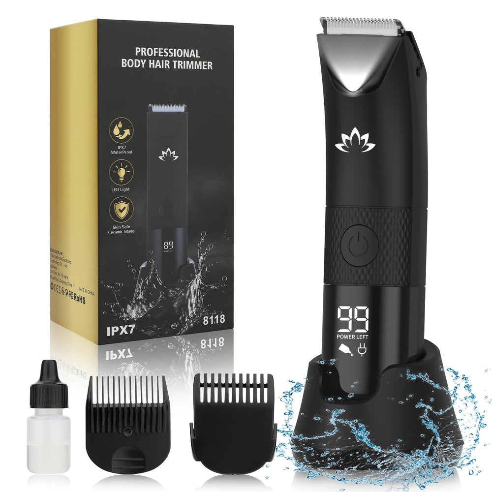 QREEYX manscape trimmer with light enables precise grooming in dim areas