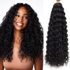 QRHSUKA GoGo Curl water wave crochet hair 18inch pack six closeup shows smooth, bouncy texture