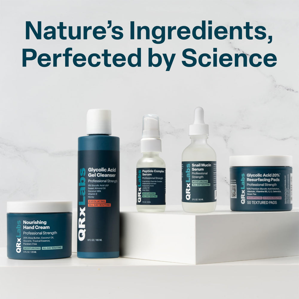 QRxLabs brand logo with product shot reinforces trusted cruelty-free skincare option