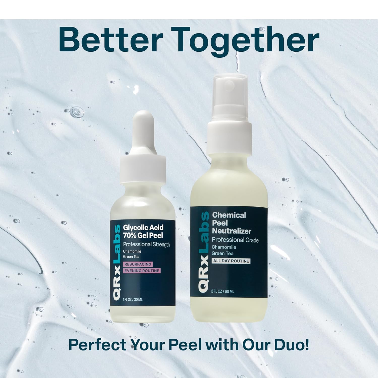 QRxLabs gel-peel-application-glove illustrates precise, even layer application.