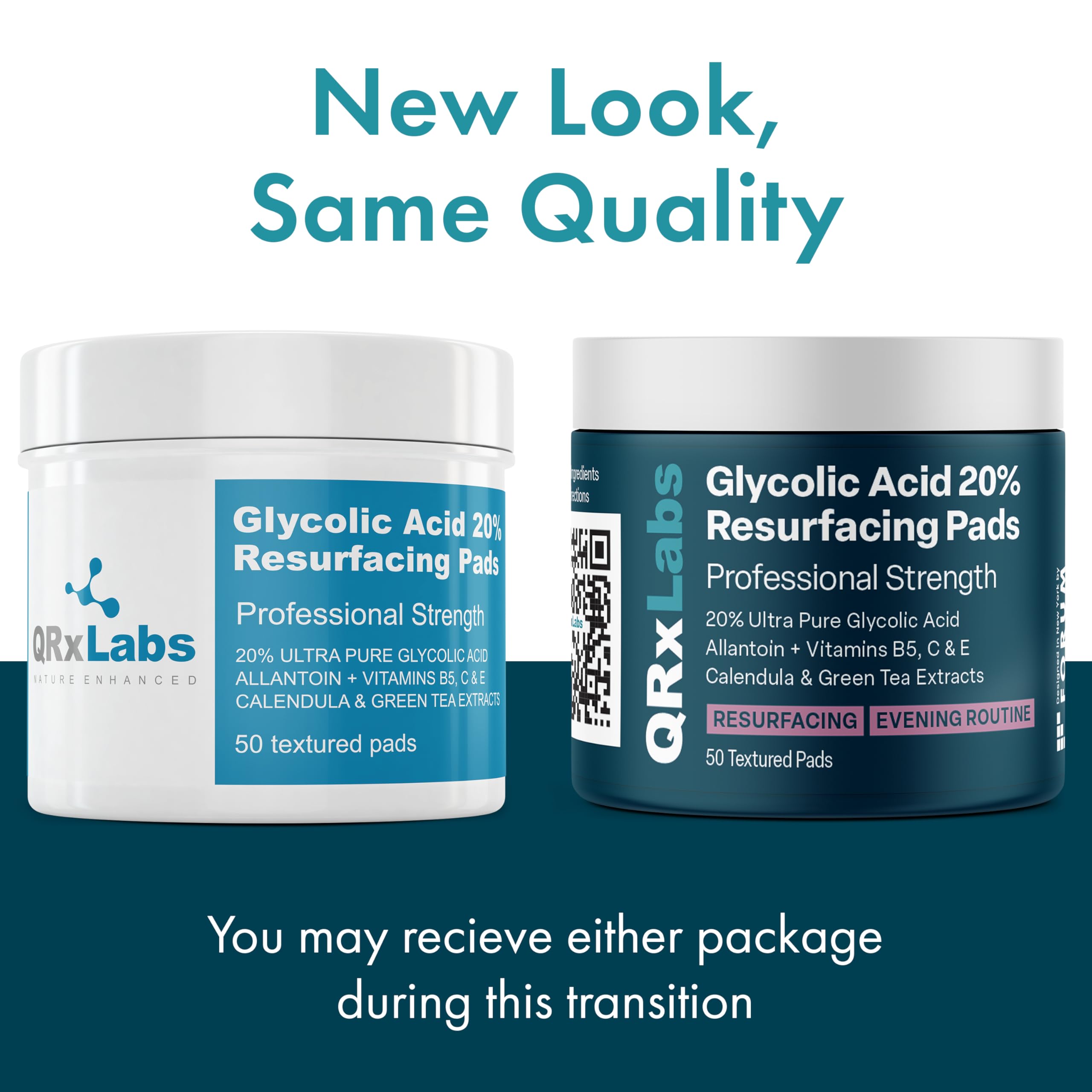 QRxLabs glycolic-acid-20-percent-pads-textured-closeup demonstrates consistent exfoliation with non-woven pads.