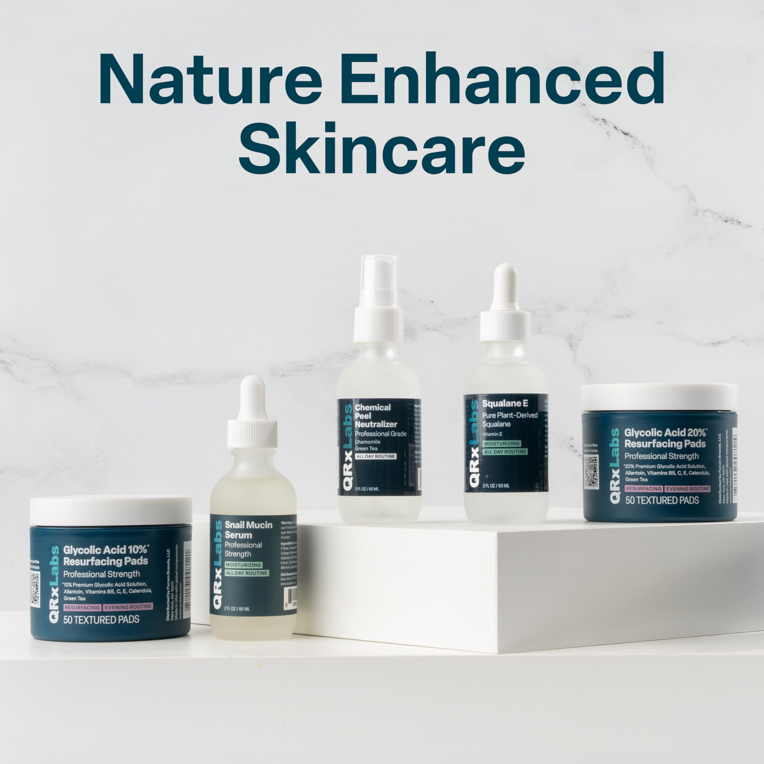 QRxLabs Glycolic Pads cruelty-free and USA-made logo signaling ethical skincare options.