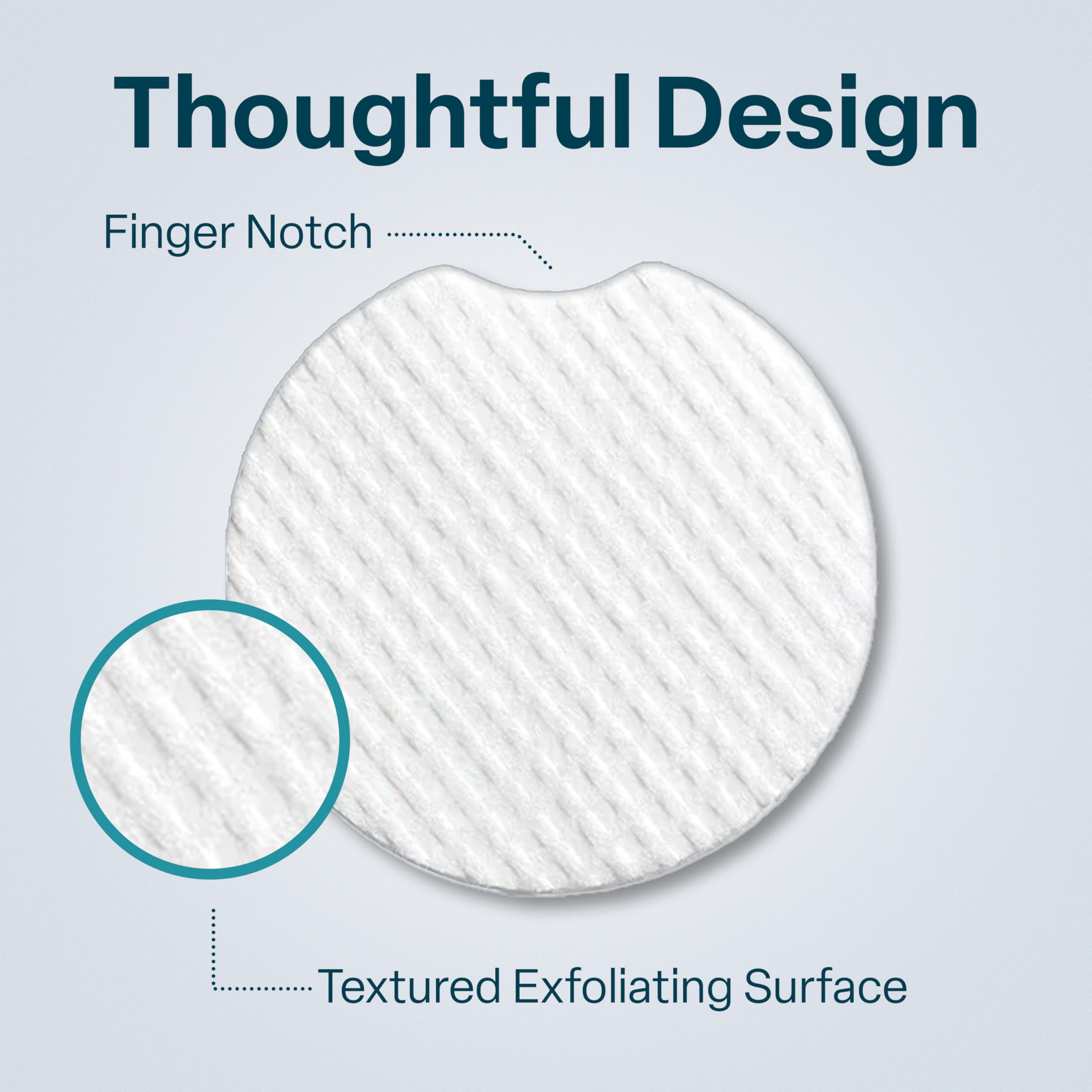 QRxLabs Glycolic Pads in-use face image suggesting gentle daily routine for even skin.