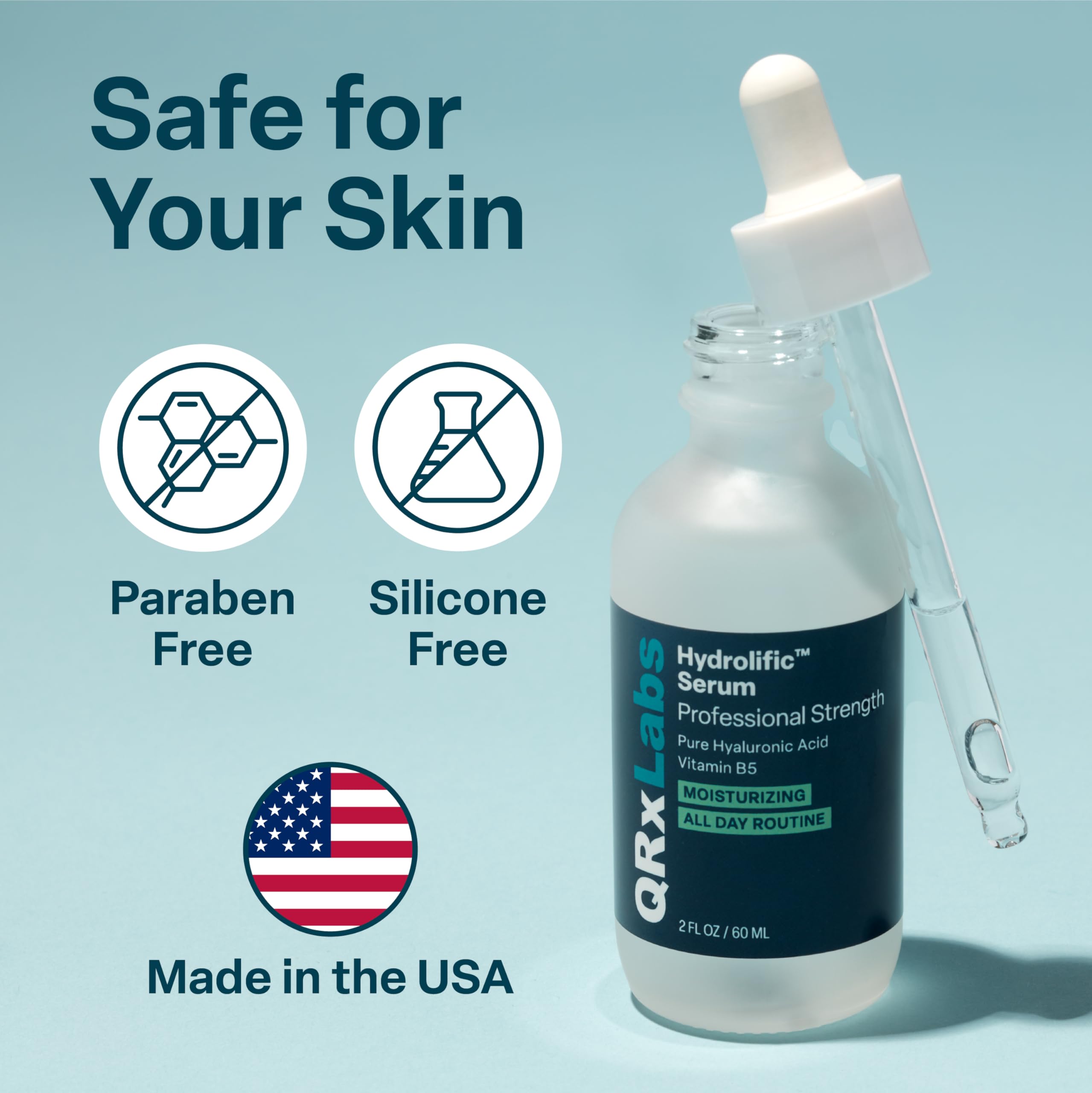 QRxLabs Hyaluronic Acid Serum advanced absorption formula in use