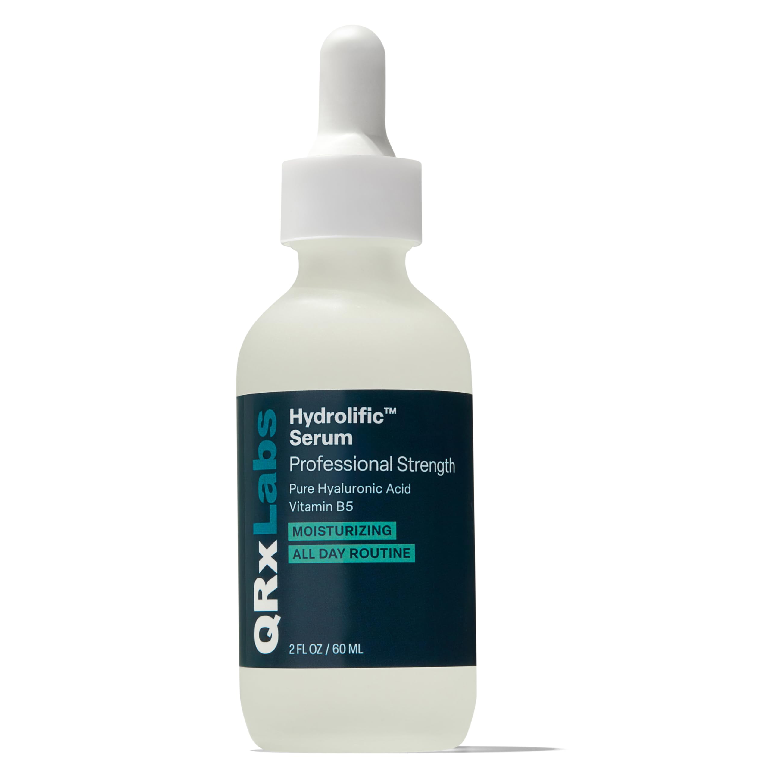 QRxLabs Hyaluronic Acid Serum bottle close-up for hydration boost