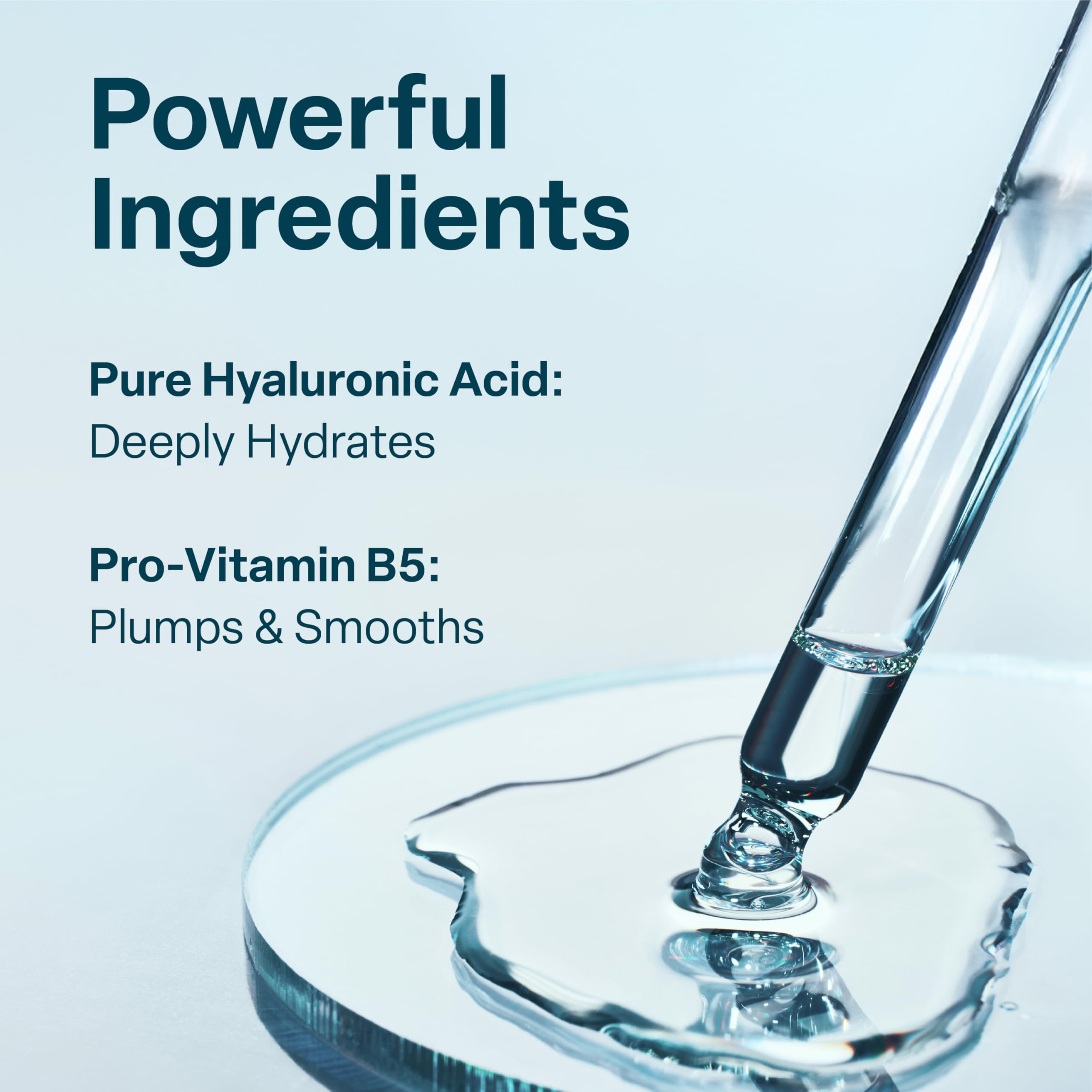 QRxLabs Hyaluronic Acid Serum texture close-up showing light absorption