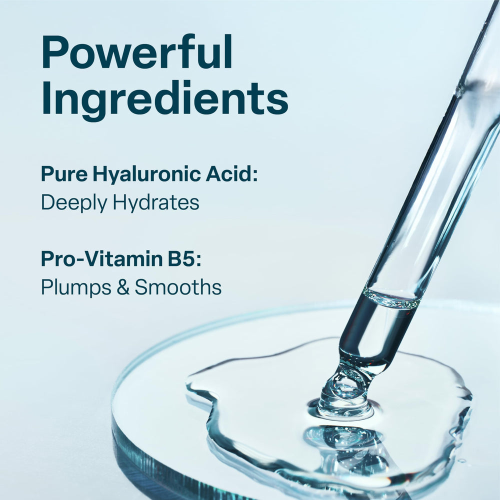 QRxLabs Hyaluronic Acid Serum texture close-up showing light absorption