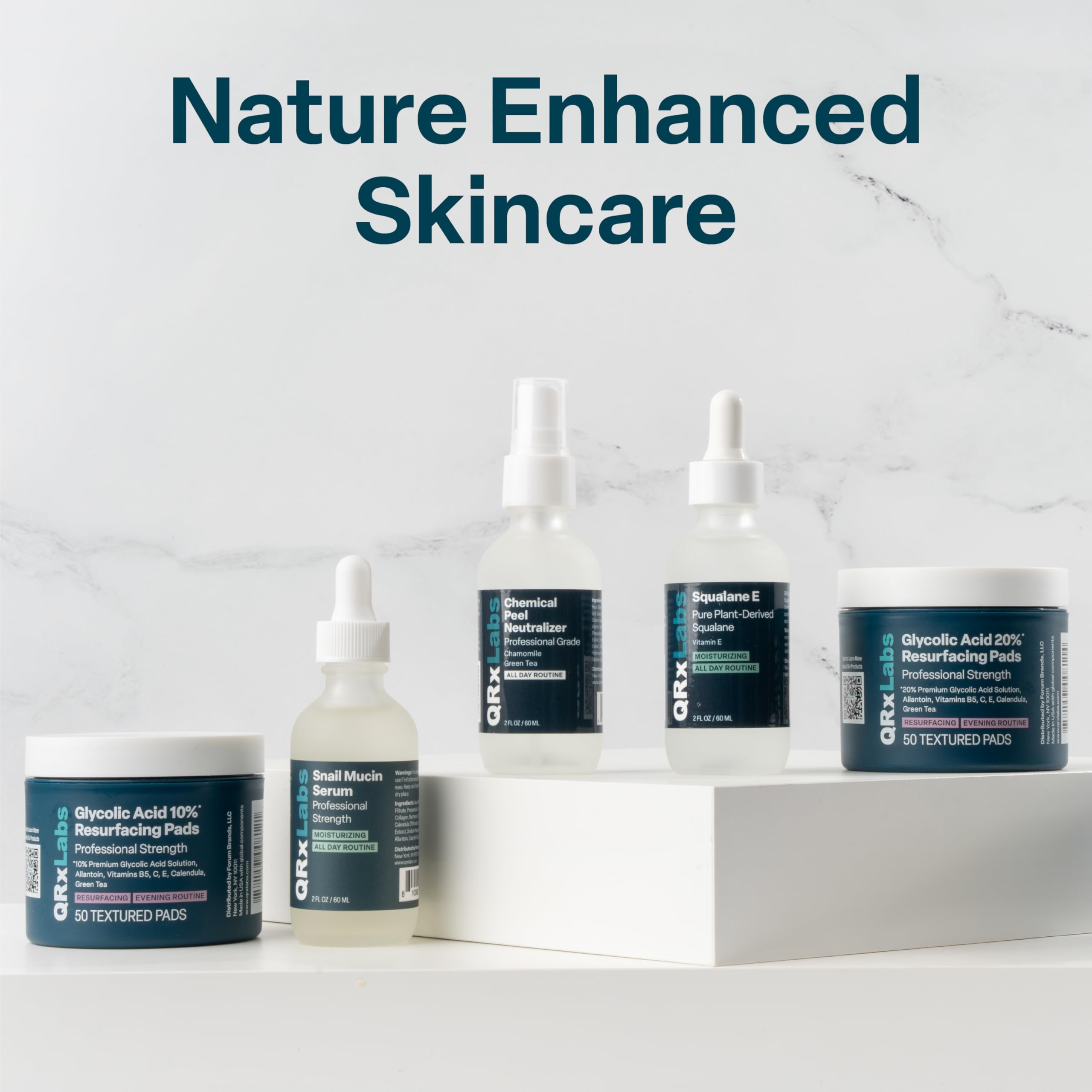 QRxLabs NiacinaMax serum packaging emphasizing eco-friendly, USA-made ethics