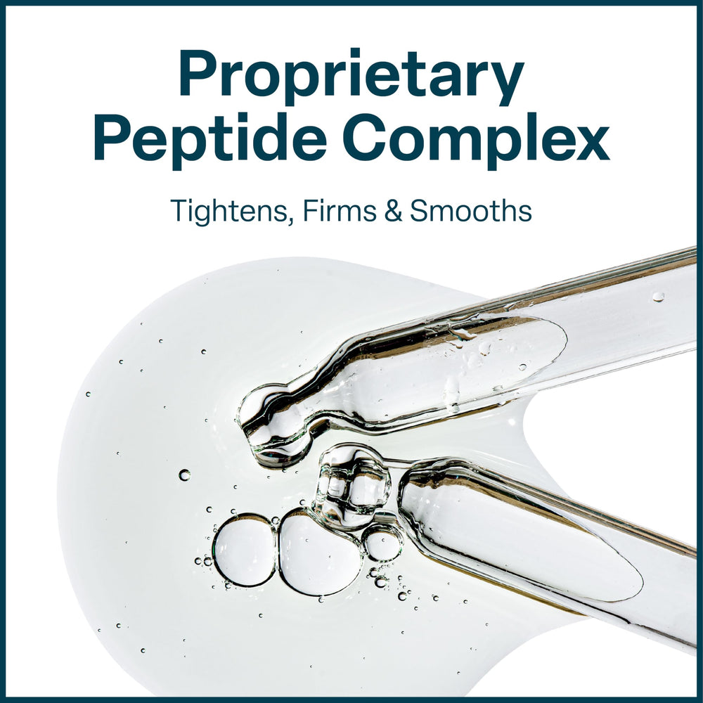 QRxLabs Peptide Complex Serum texture gel—silky hydration that sinks in without residue.