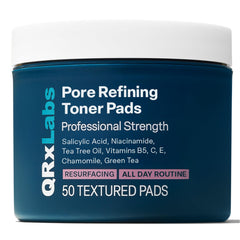 QRxLabs Pore Refining Toner Pads pack close-up for smoother skin