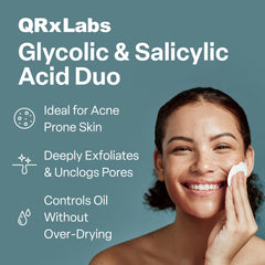 QRxLabs Salicylic & Glycolic Pads nonwoven texture for gentle daily exfoliation.