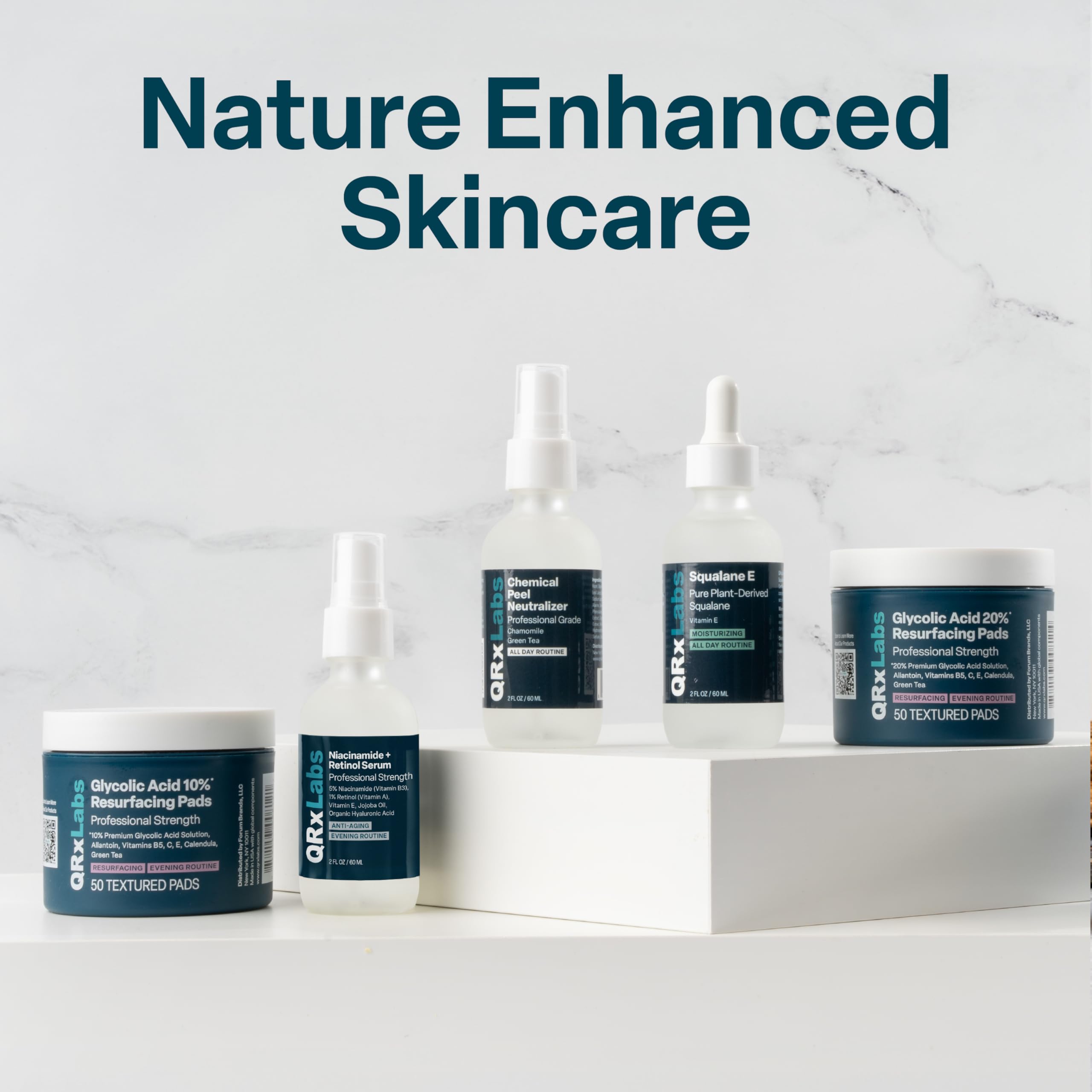 QRxLabs packaging with vitamin-enriched formula highlighted for skin support.