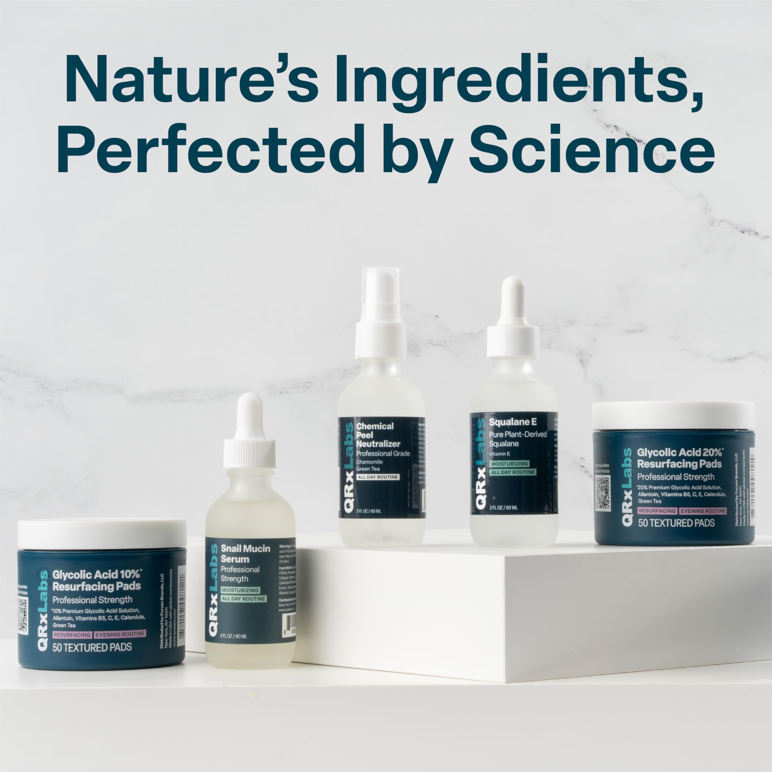 QRxLabs packaging details emphasize paraben-free and cruelty-free ethics