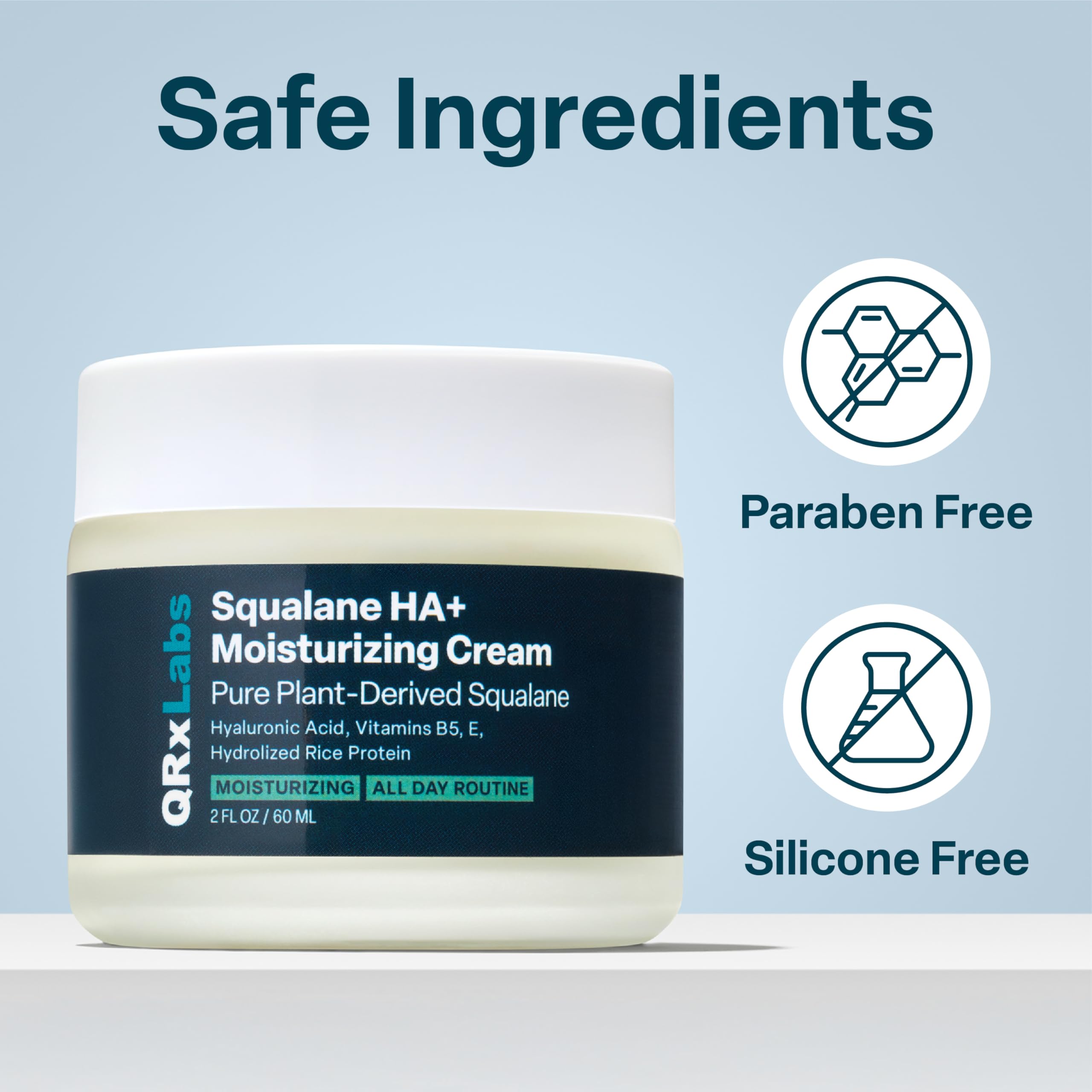 QRxLabs squalane oil texture on skin hints smooth, comfortable application