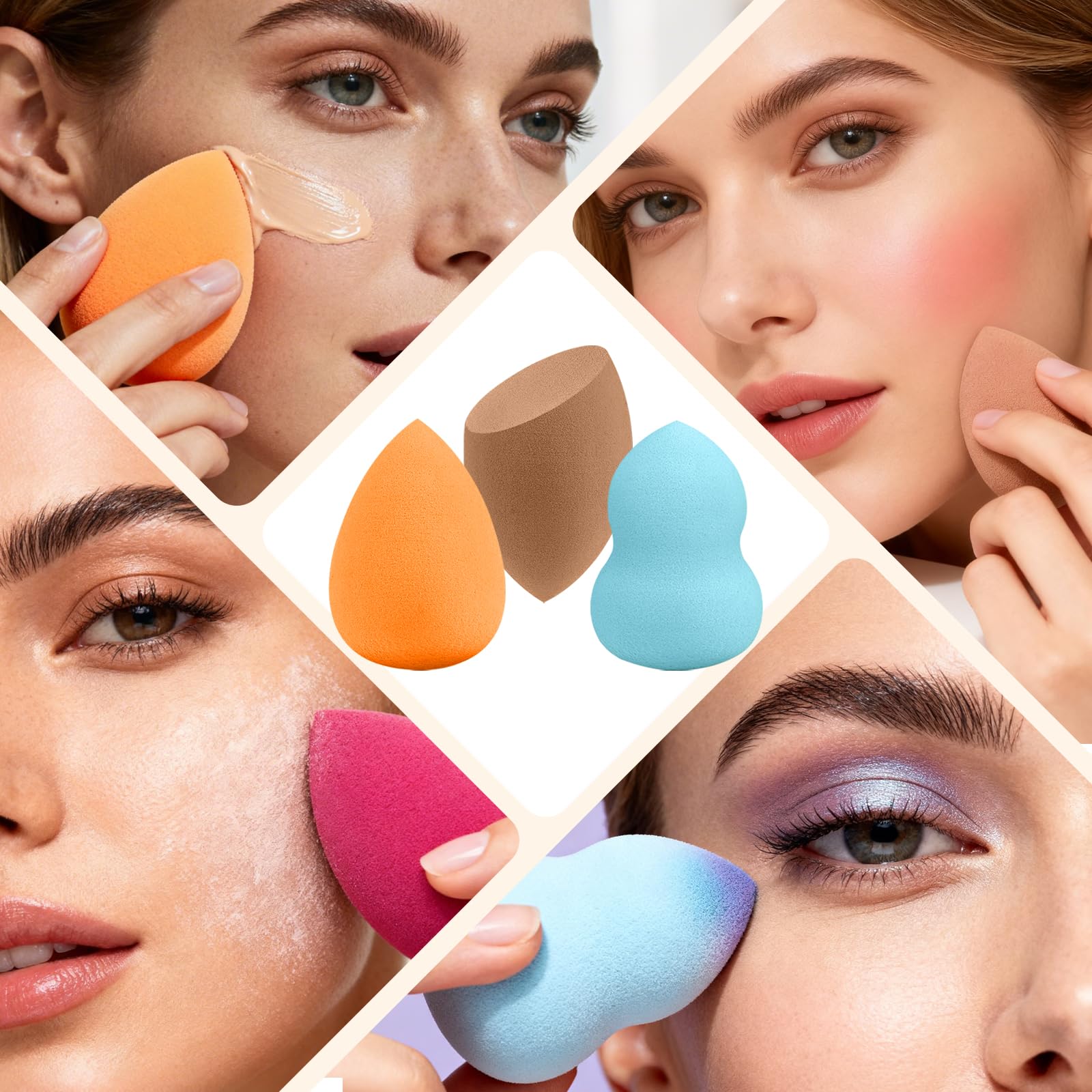 QSdywlyd 30pcs multicolor makeup sponge set pear shape for powder application and soft blending.