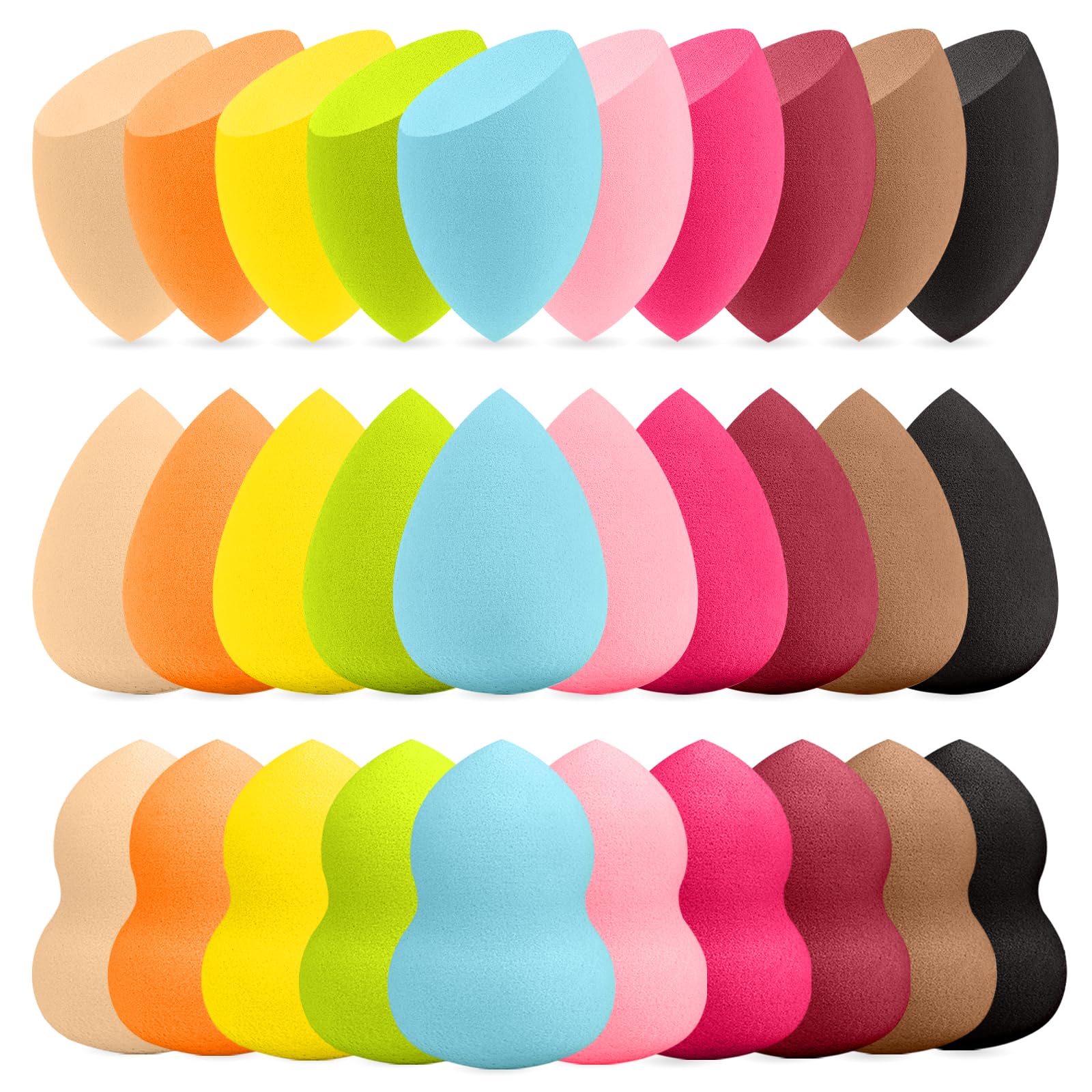 QSdywlyd 30pcs multicolor makeup sponge set teardrop shape for precise foundation blending.
