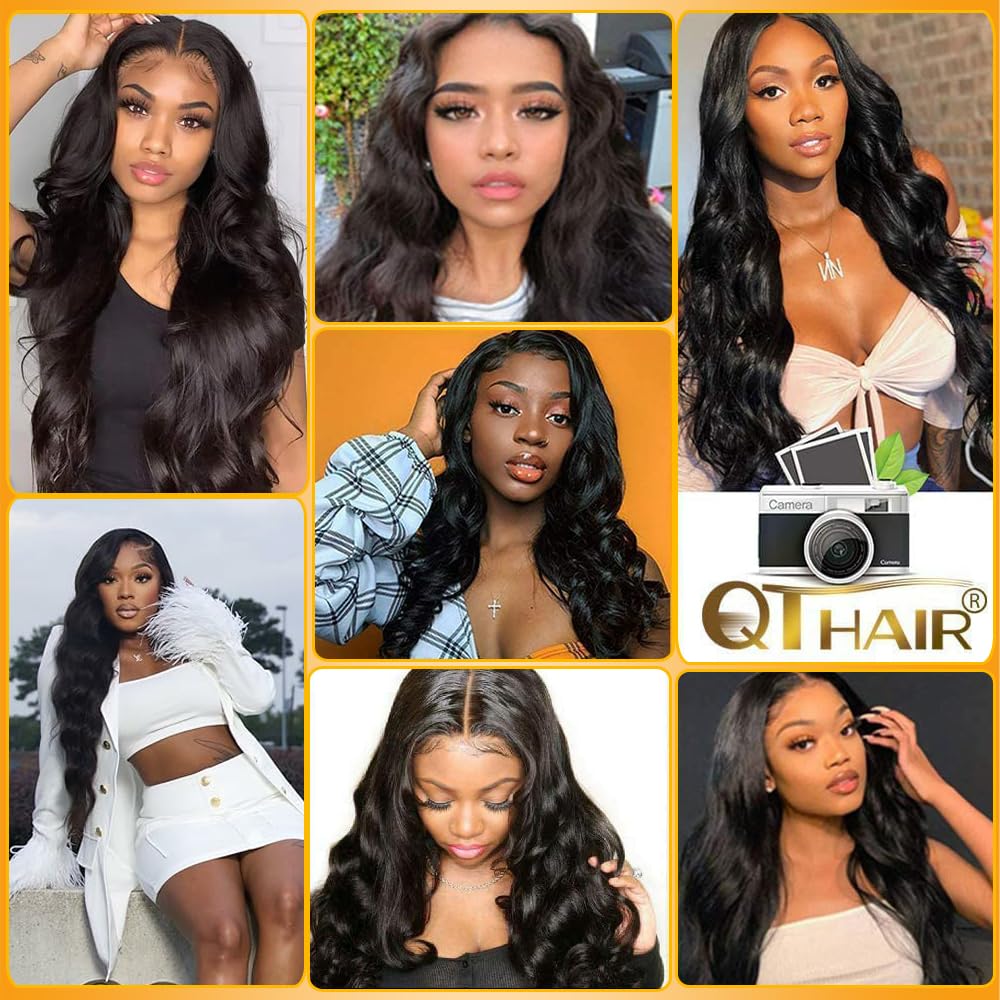 QTHAIR Brazilian Body Wave bundles 18-inch length for mid-length natural look.