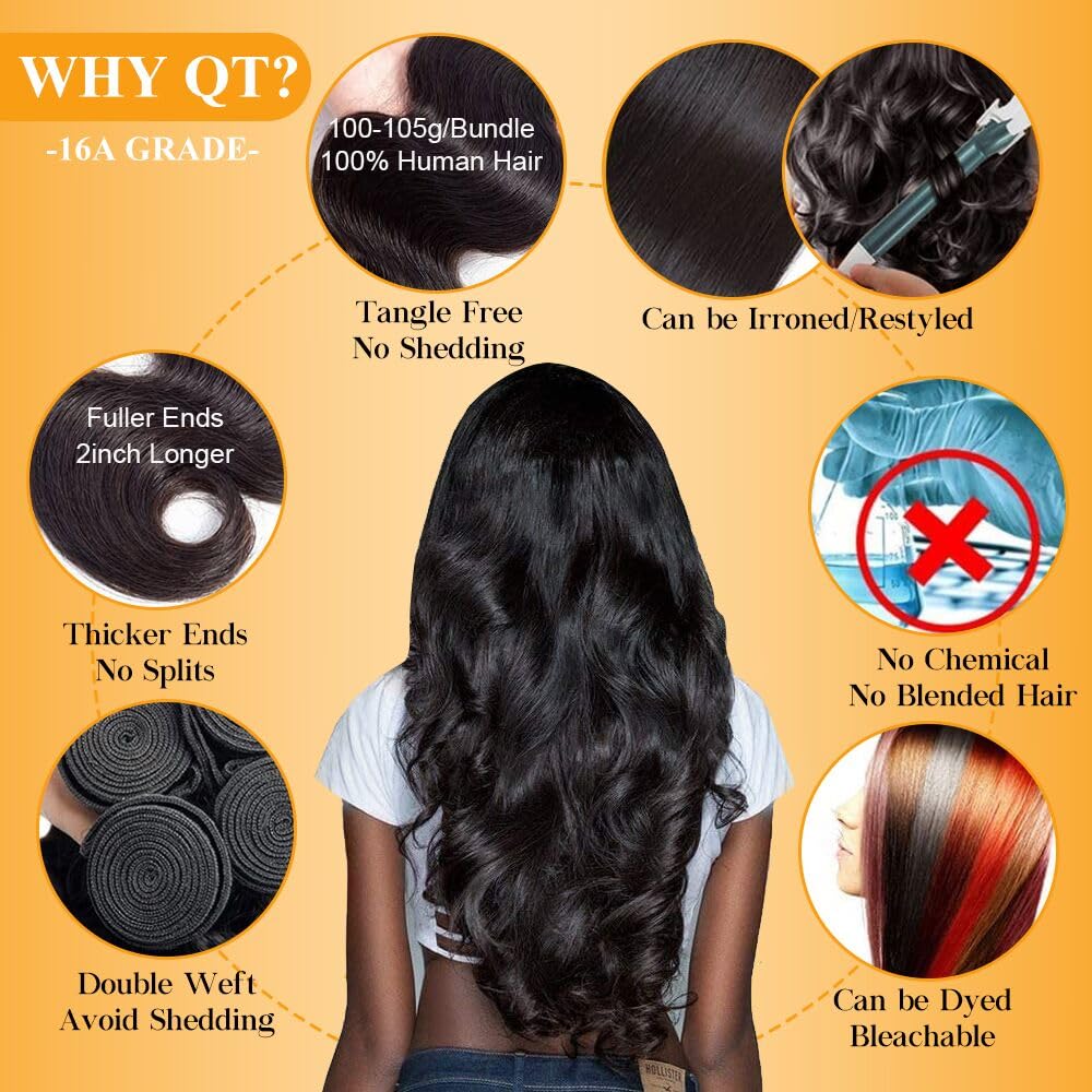 QTHAIR Brazilian Body Wave bundles unboxing reveals soft, silky strands and healthy sheen.