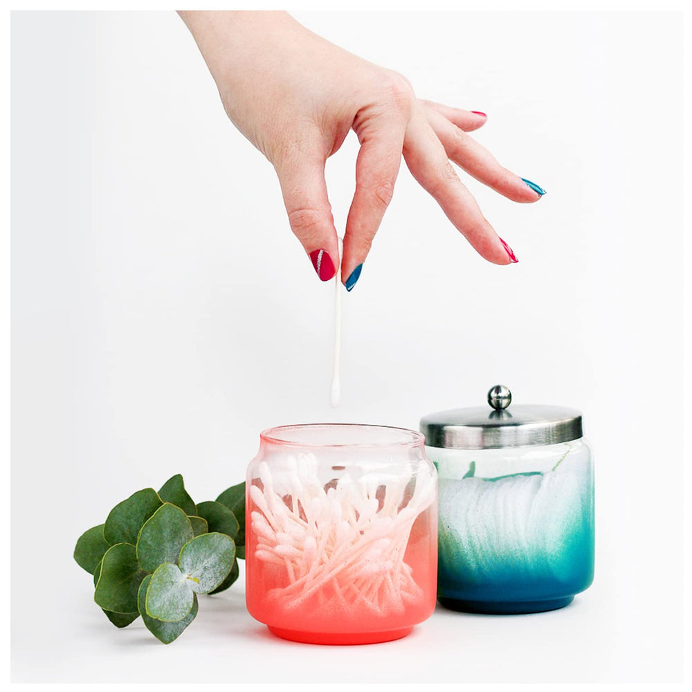 Q-tips makeup touchups with cotton swabs for lipstick and eyeliner precision.