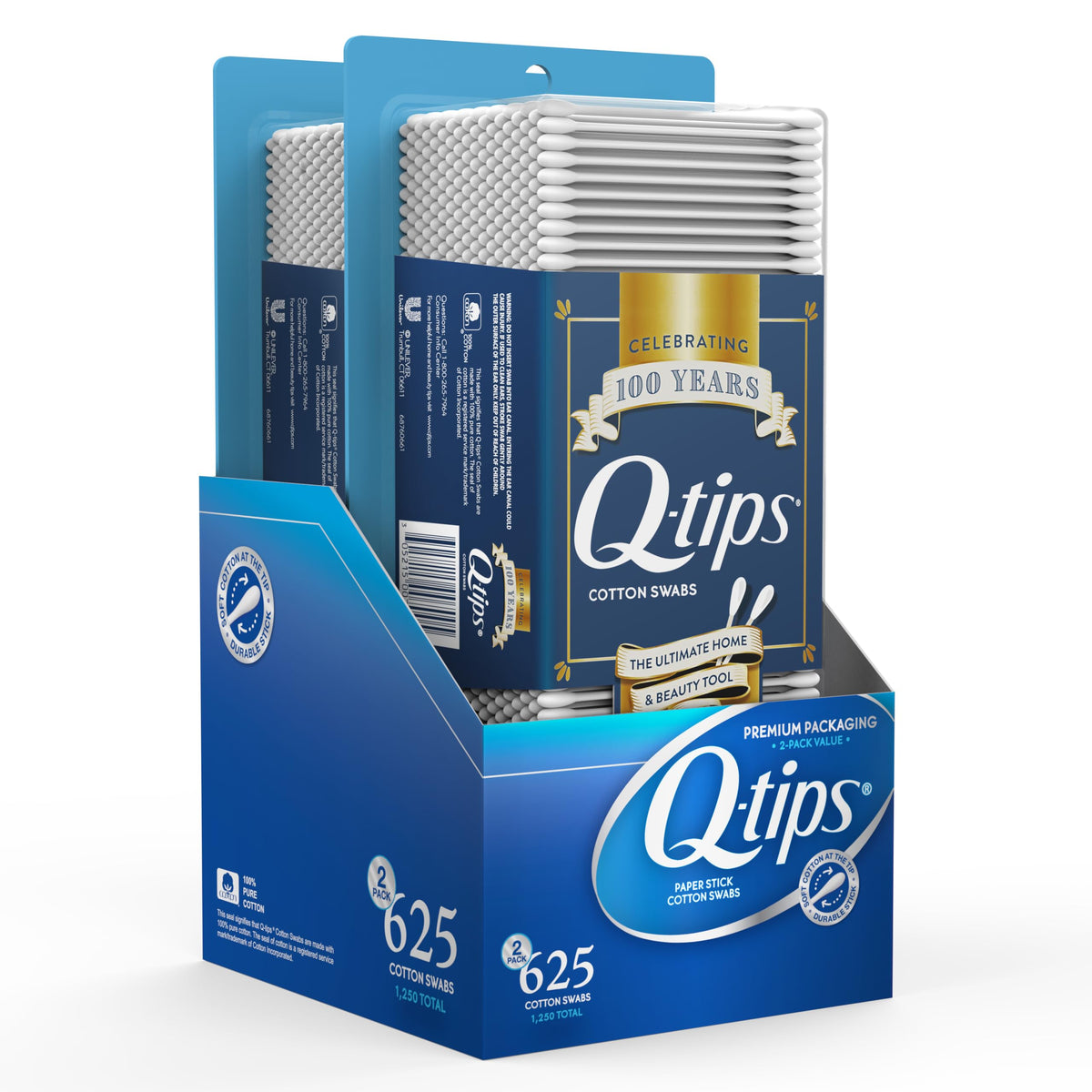Q-tips cotton swabs closeup showing soft tips for precise makeup touch-ups.