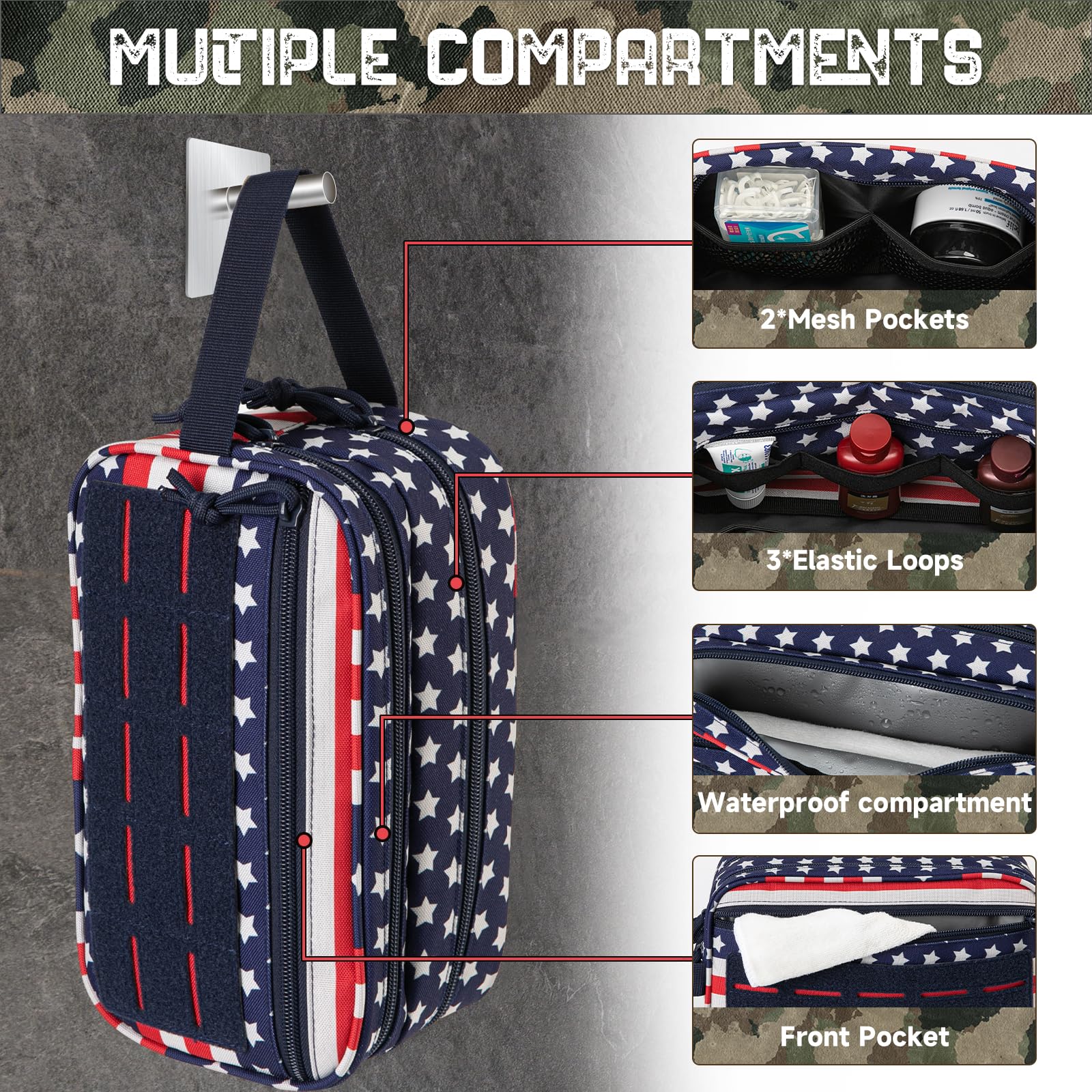QT&QY interior with dry/wet compartments keeps items organized