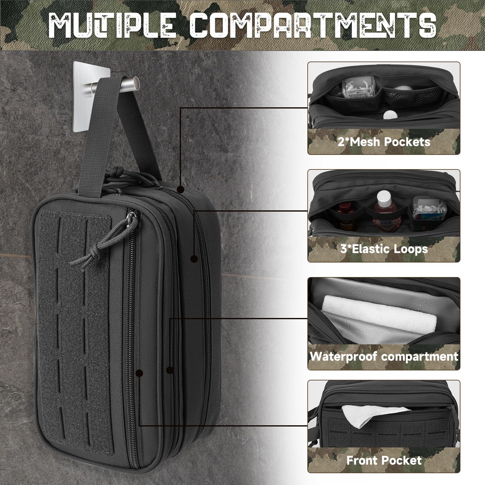 QT&QY interior with dry and wet compartments keeps essentials neatly separated.
