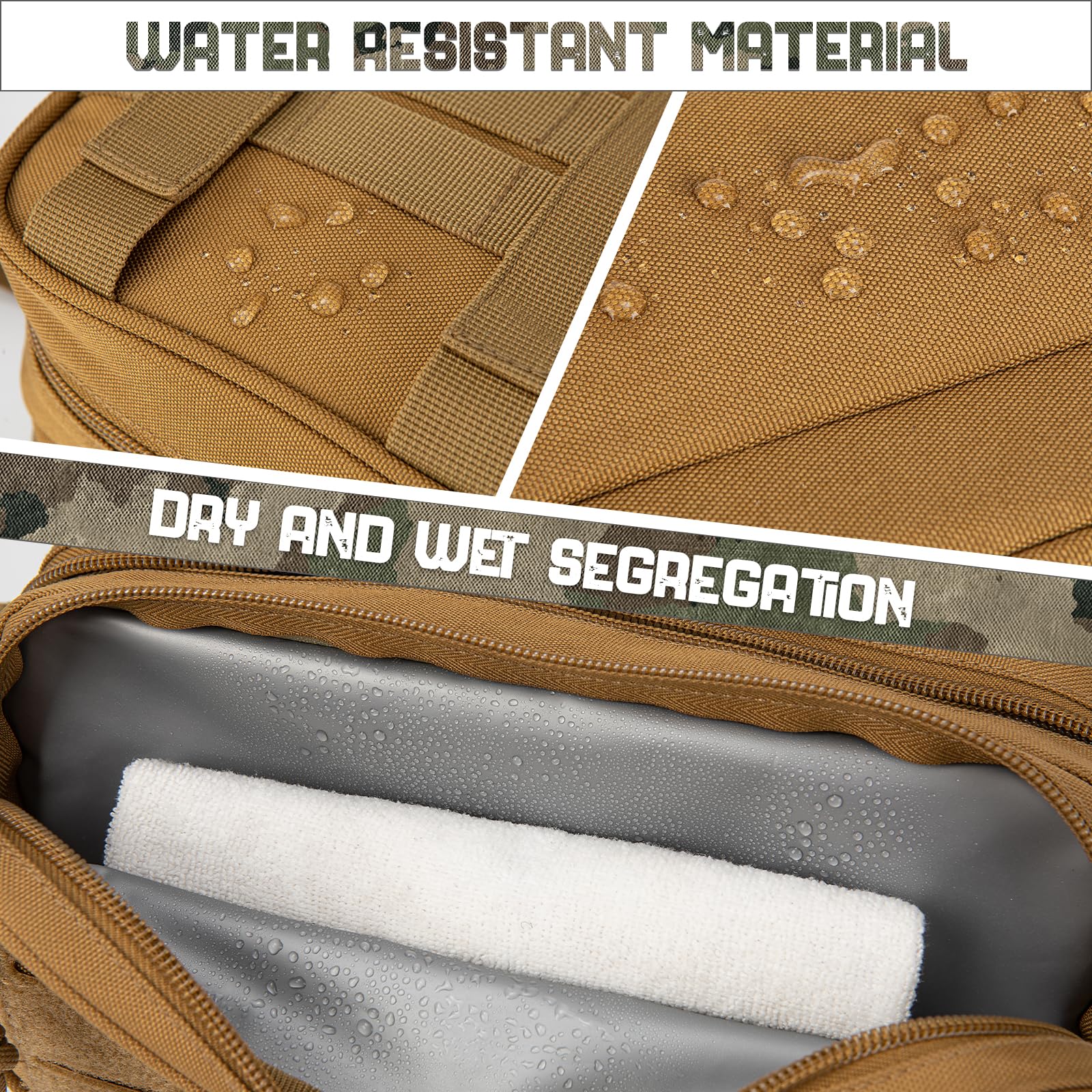 QT&QY 900D water-resistant fabric protects essentials in rain or splash.