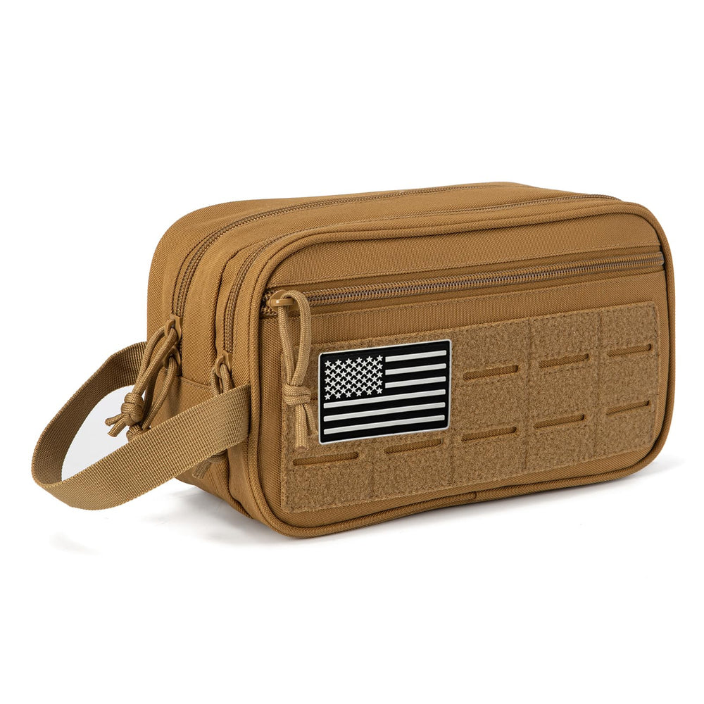 QT&QY Tactical Toiletry Bag front MOLLE pocket keeps gear accessible on outdoor trips.