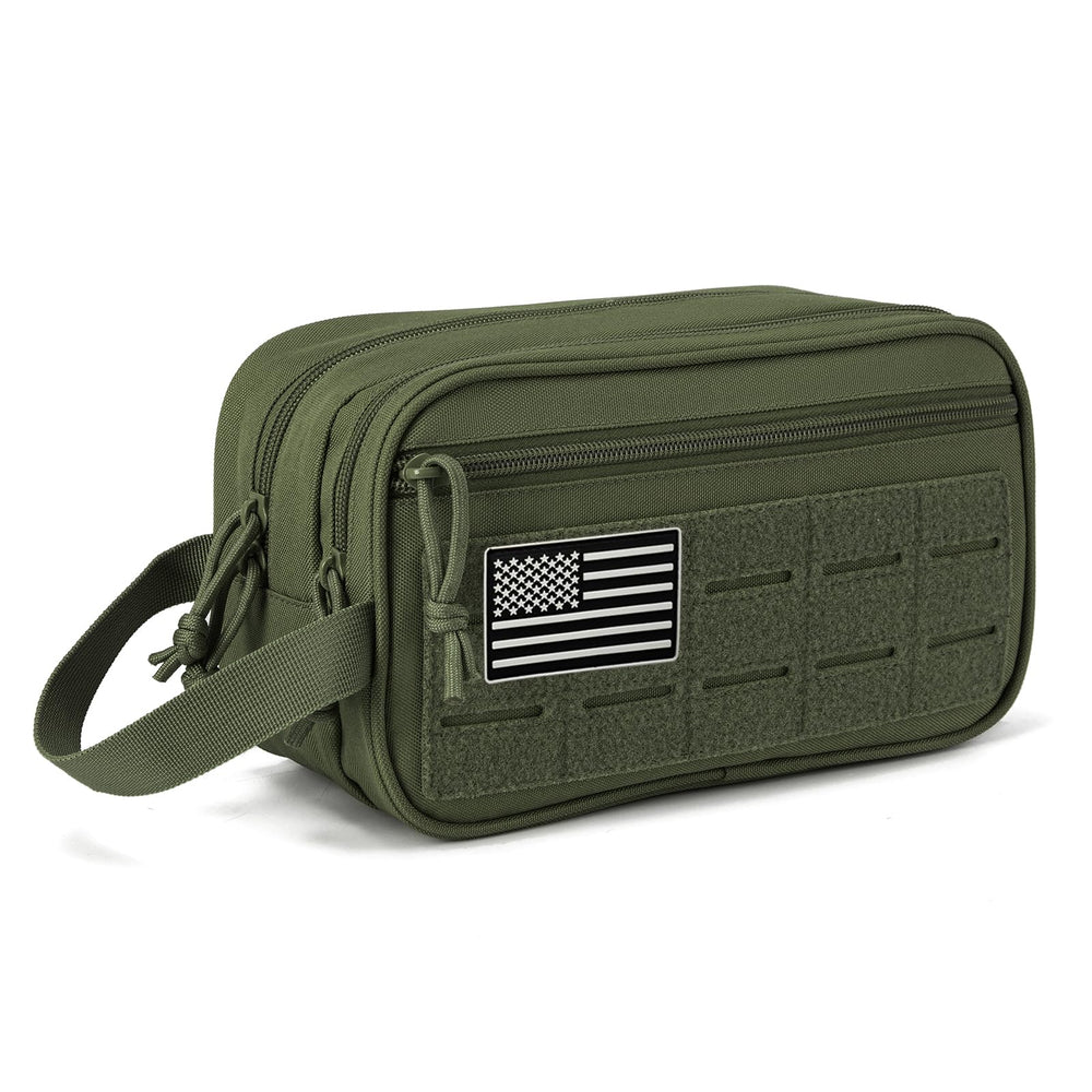 QT&QY tactical toiletry bag front view highlighting rugged travel-ready design for organizing essentials.
