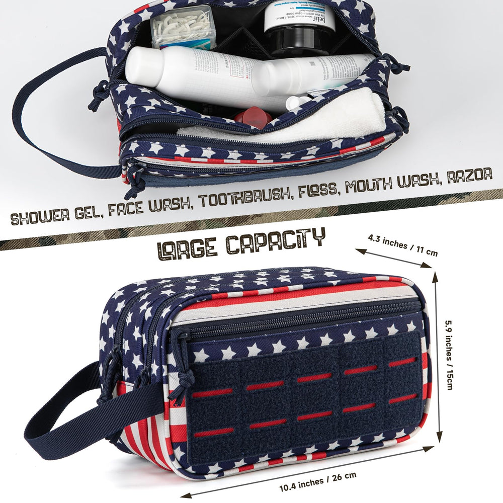 QT&QY Tactical Toiletry Bag MOLLE front pocket for attaching pouches and gear