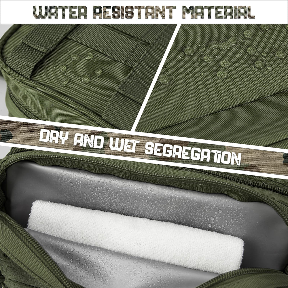 QT&QY bag wet-dry compartments demonstrate organized packing in travel scenarios.
