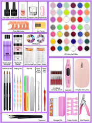 Quaferen 42-colors glitter powder displays vibrant options for creative nail art.