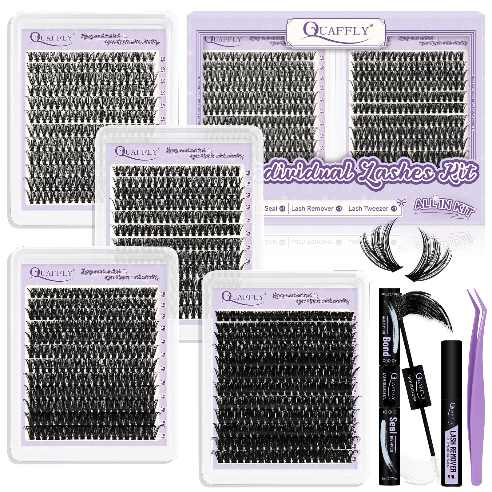 QUAFFLY lash extension kit front view for at-home professional lash styling