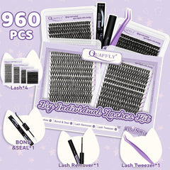 QUAFFLY four-styles lash trays closeup shows natural to dramatic options